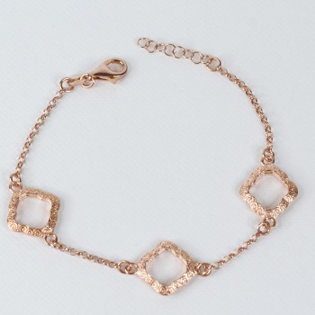 Rose Gold Plating on Sterling Silver Open Fancy Diamond Shape Bracelet